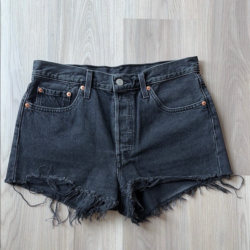 Levi’s 501 Black Distressed Denim Shorts (size 29)